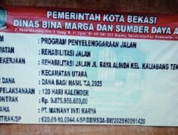 Diduga DBMSDA Kota Bekasi Asal Pilih Kontraktor Untuk Pengerjaan Rehabilitasi Jalan Alinda Bekasi Utara